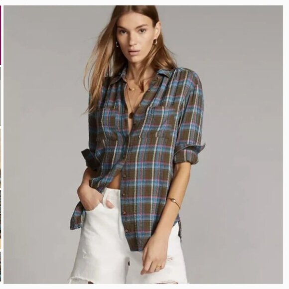 Pilcro Anthropologie | The Hadley Relaxed Button Down Oversized Shirt - Picture 1 of 15